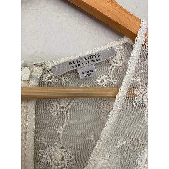 AllSaints Lula Nisha Sheer Embroidered Dress Size 2 - Picture 9 of 12